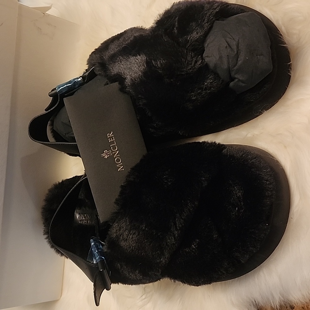 NIB- BEAUTIFUL MONCLER FAUX FUR SANDALS!